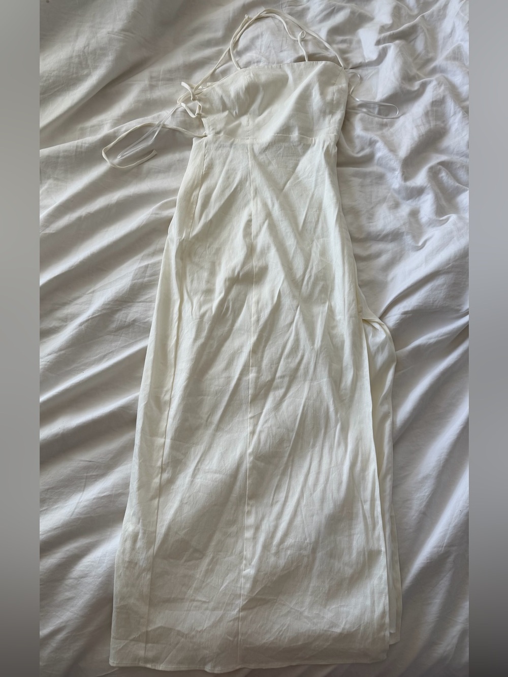 Zara Cream Maxi Slip Dress with Tie Straps